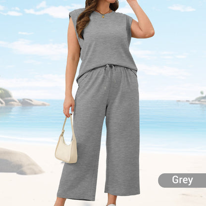 2025 New Women's Casual Sleeveless Top & Wide-Leg Pants Set