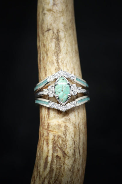 Sterling Silver Natural Turquoise Diamond Ring
