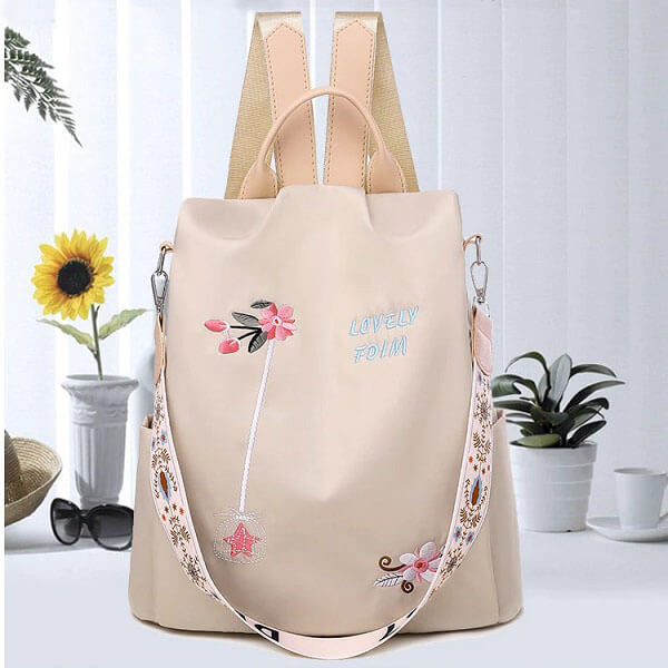 Floral Embroidered Waterproof Oxford Backpack（50% OFF）