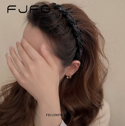 Pretty Black Beaded Everyday Headband